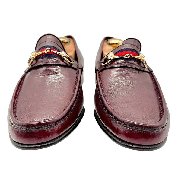 NOS Vintage GUCCI Leather 1953 Horsebit Web Striped Men's Loafers EU48 - Picture 5 of 16